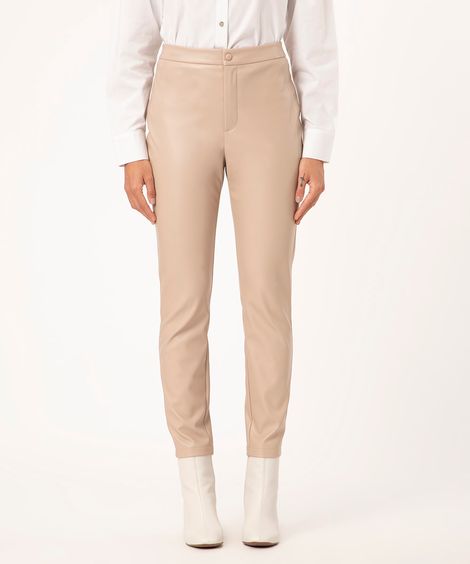 calça legging cintura alta botões forrados areia