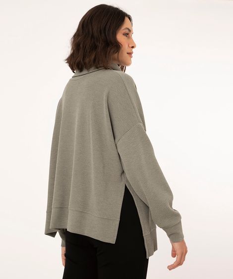 blusa de moletom texturizado oversized verde