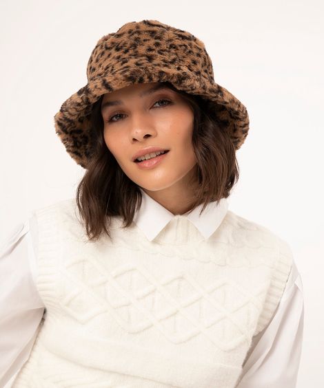 chapéu bucket animal print preto