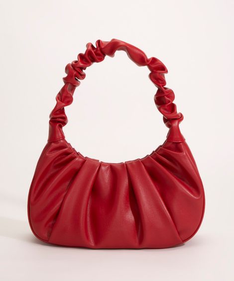 bolsa baguete enrugada vermelho