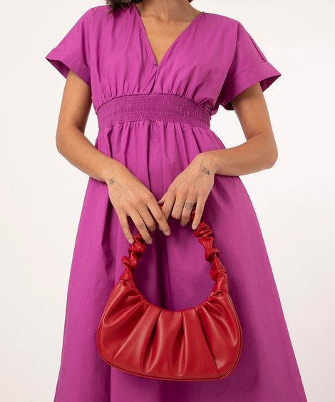 bolsa baguete enrugada vermelho