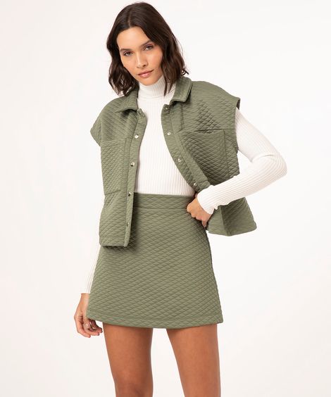 minissaia matelassê verde militar