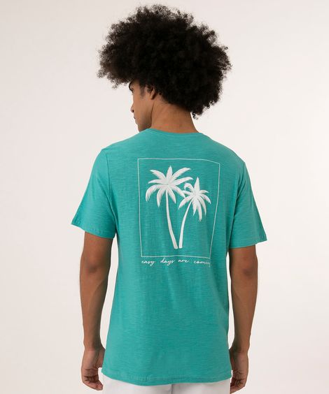 camiseta de algodão coqueiros verde