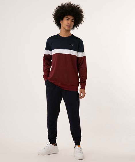 calça jogger de moletom azul marinho