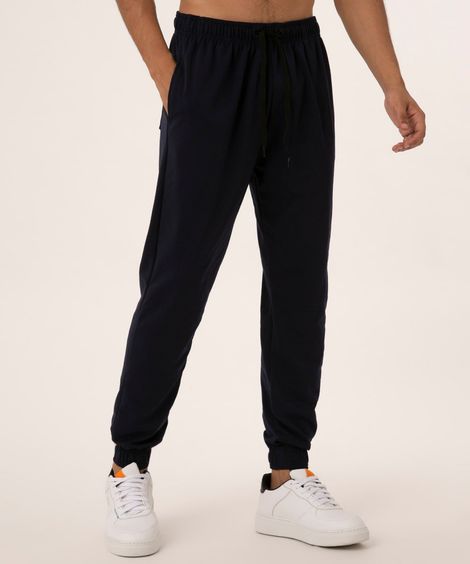 calça jogger de moletom azul marinho