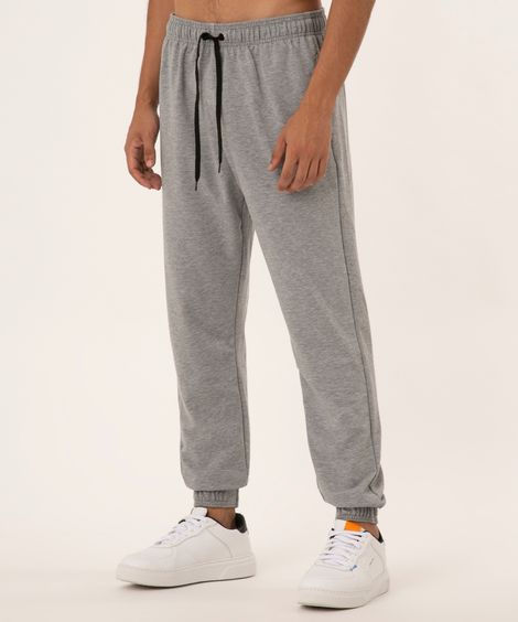 calça jogger de moletom cinza mescla
