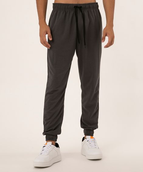 calça jogger de moletom cinza mescla claro