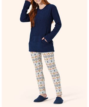 Pijama Legging Lua Encantada Buckle e Cotton Dog Azul Marinho