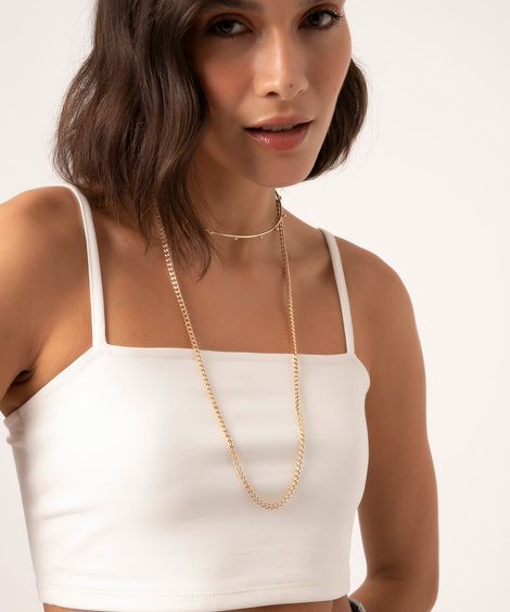 colar chocker com corrente dourado