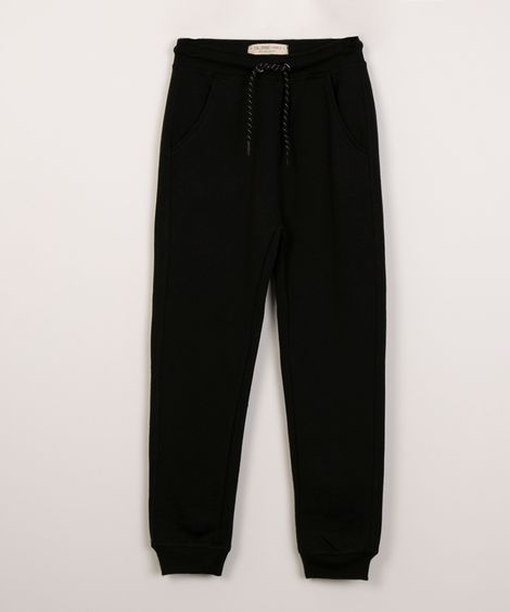 calça de moletom com cadarço preta
