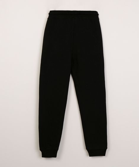 calça de moletom com cadarço preta