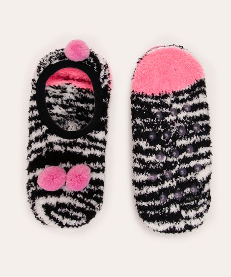 meia infantil sapatilha animal print  multicor