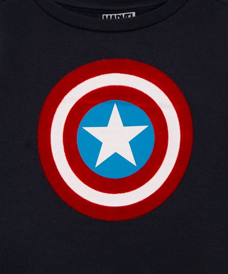 blusão de moletom infantil capitão américa azul marinho