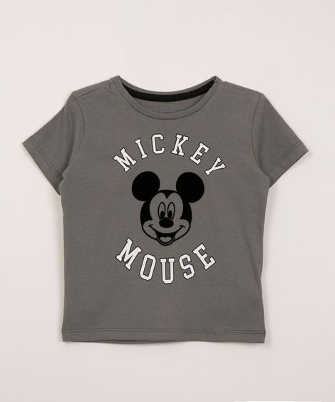 camiseta infantil manga curta mickey mouse  cinza