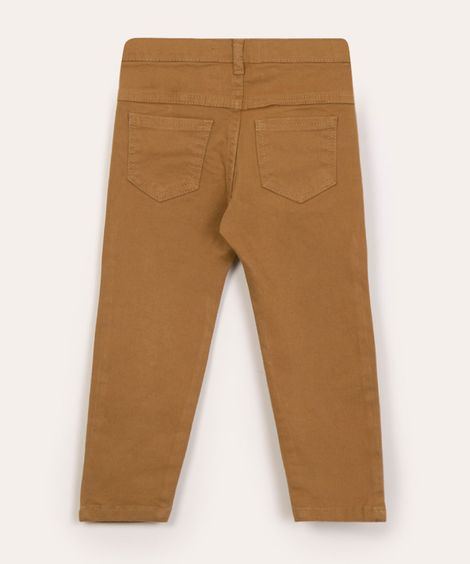 Calça de Sarja Infantil Skinny com Bolso Faca Caramelo