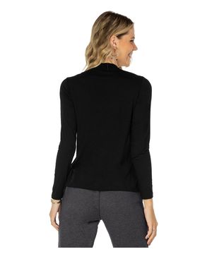 Blusa Feminina Manga Longa Gola Alta Rovitex Preta