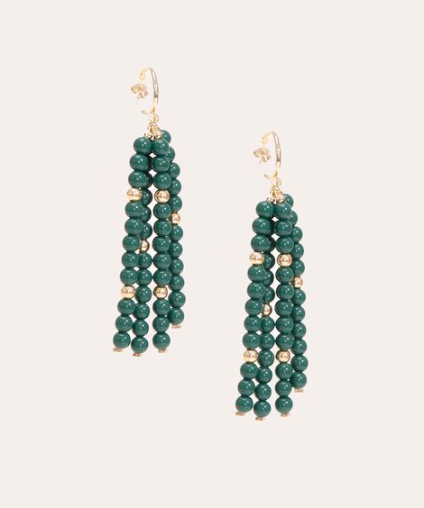 brinco de argola com miçangas verde