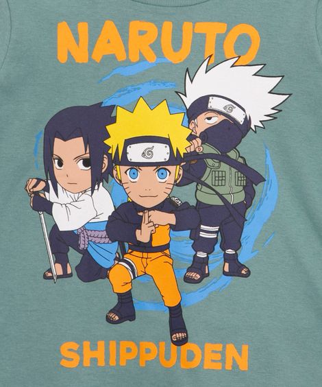 camiseta infantil manga longa naruto verde