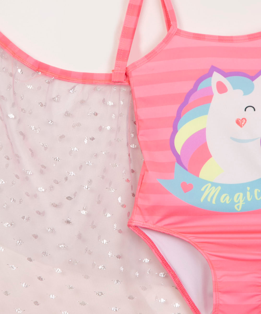 maiô infantil unicórnio com asas rosa