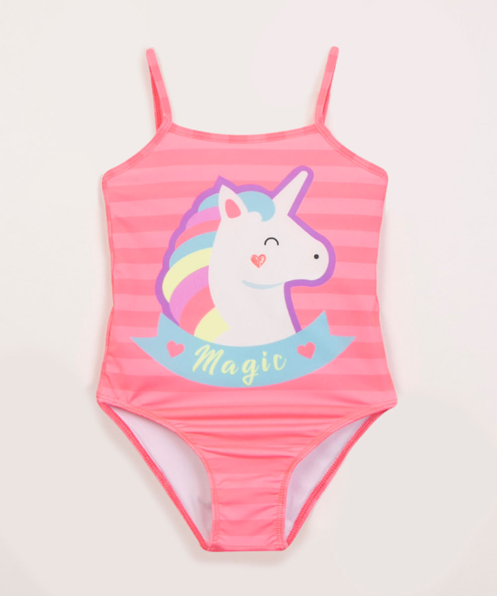 maiô infantil unicórnio com asas rosa