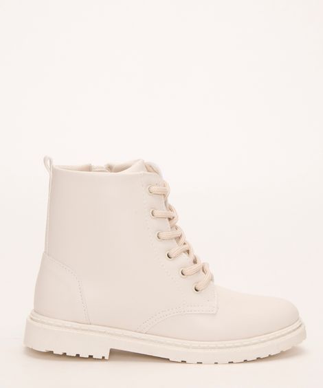 coturno infantil cano médio tratorado off white