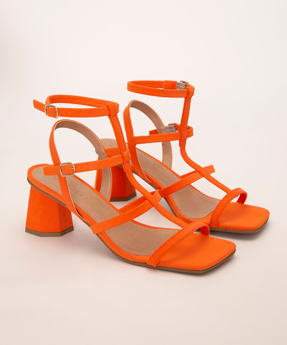 Gladiadora salto bloco laranja, da C&A