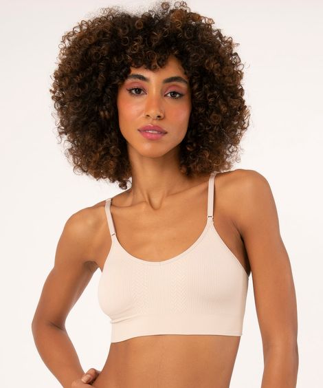 sutiã texturizado com bojo removível e sem costura delrio bege