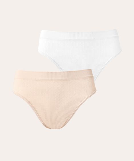 kit de 2 calcinhas biquíni texturizada sem costura delrio multicor
