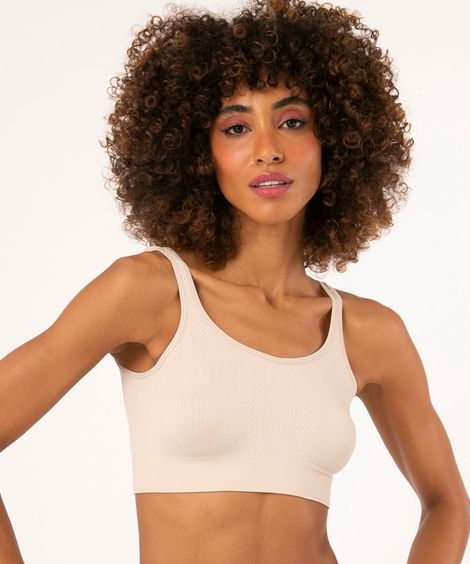 sutiã texturizado sem bojo e sem costura delrio bege