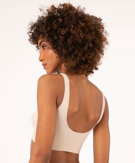 sutiã texturizado sem bojo e sem costura delrio bege