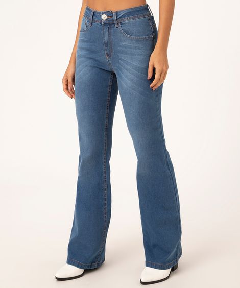 calça jeans flare cintura alta jeans