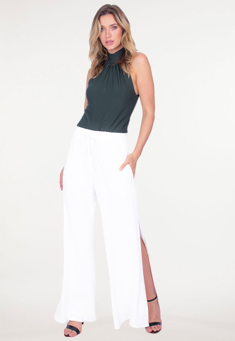 Pantalona branca hot sale com fenda