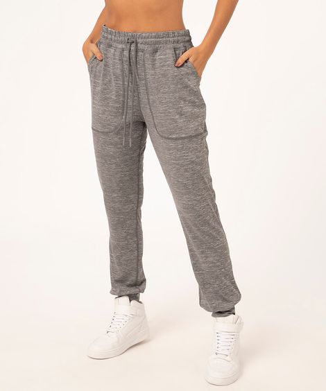 calça jogger com cordão esportiva cinza mescla