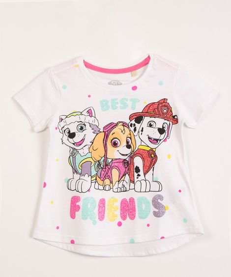 blusa infantil manga curta patrulha canina off white