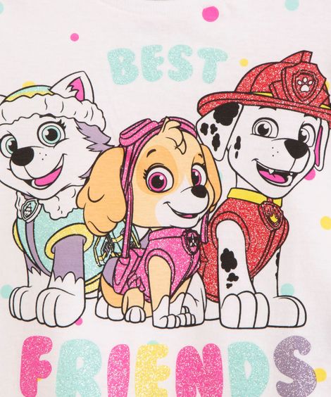 blusa infantil manga curta patrulha canina off white