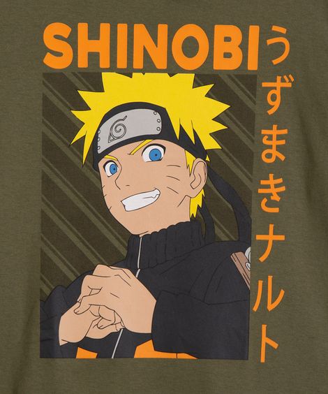 camiseta infantil manga longa naruto verde militar