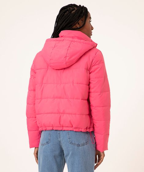 jaqueta puffer com capuz pink