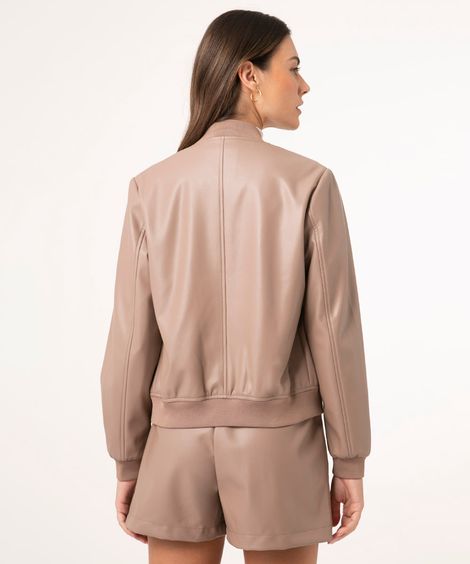 jaqueta bomber com bolsos bege