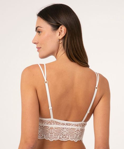 sutiã triângulo de renda com bojo removível branco