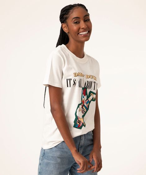 camiseta manga curta margarida off white