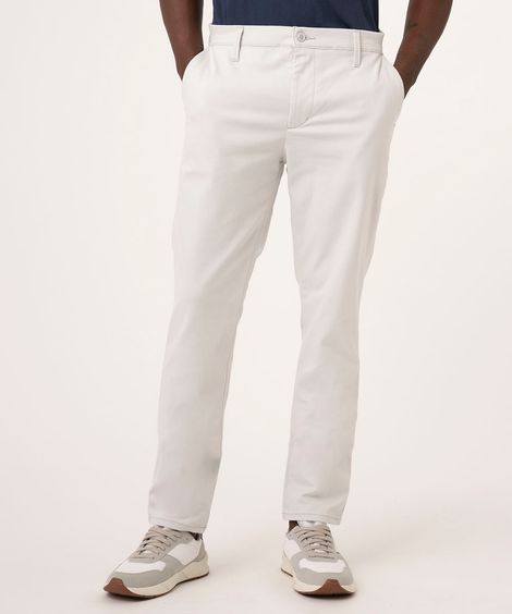 calça slim de sarja cinza