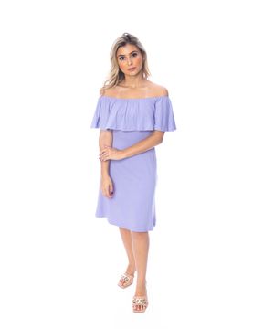 Vestido Moda Vício Ciganinha Maxi Babado Feminino Roxo