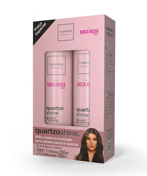 kit homecare quartzo shine boca rosa hair cadiveu essentials shampoo + condicionador único