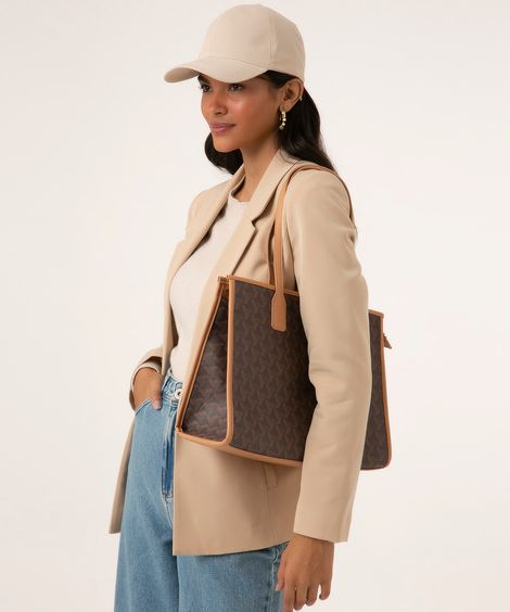 bolsa shopper monograma marrom