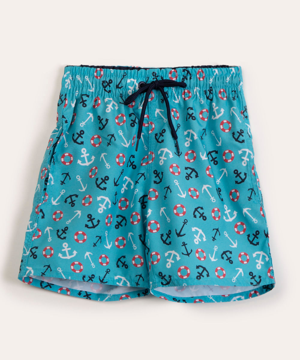 bermuda surf infantil âncoras com cordão azul claro Menor preço em bermuda surf infantil âncoras com cordão azul claro