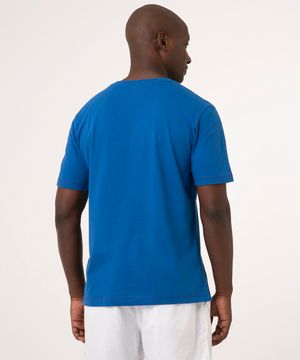 camiseta básica de algodão manga curta azul royal