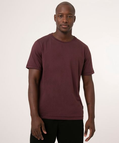 camiseta básica de algodão manga curta roxa