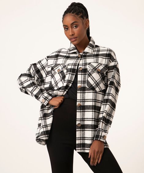 jaqueta shacket xadrez  preto