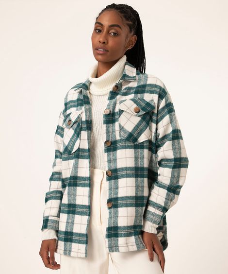 jaqueta shacket xadrez  verde