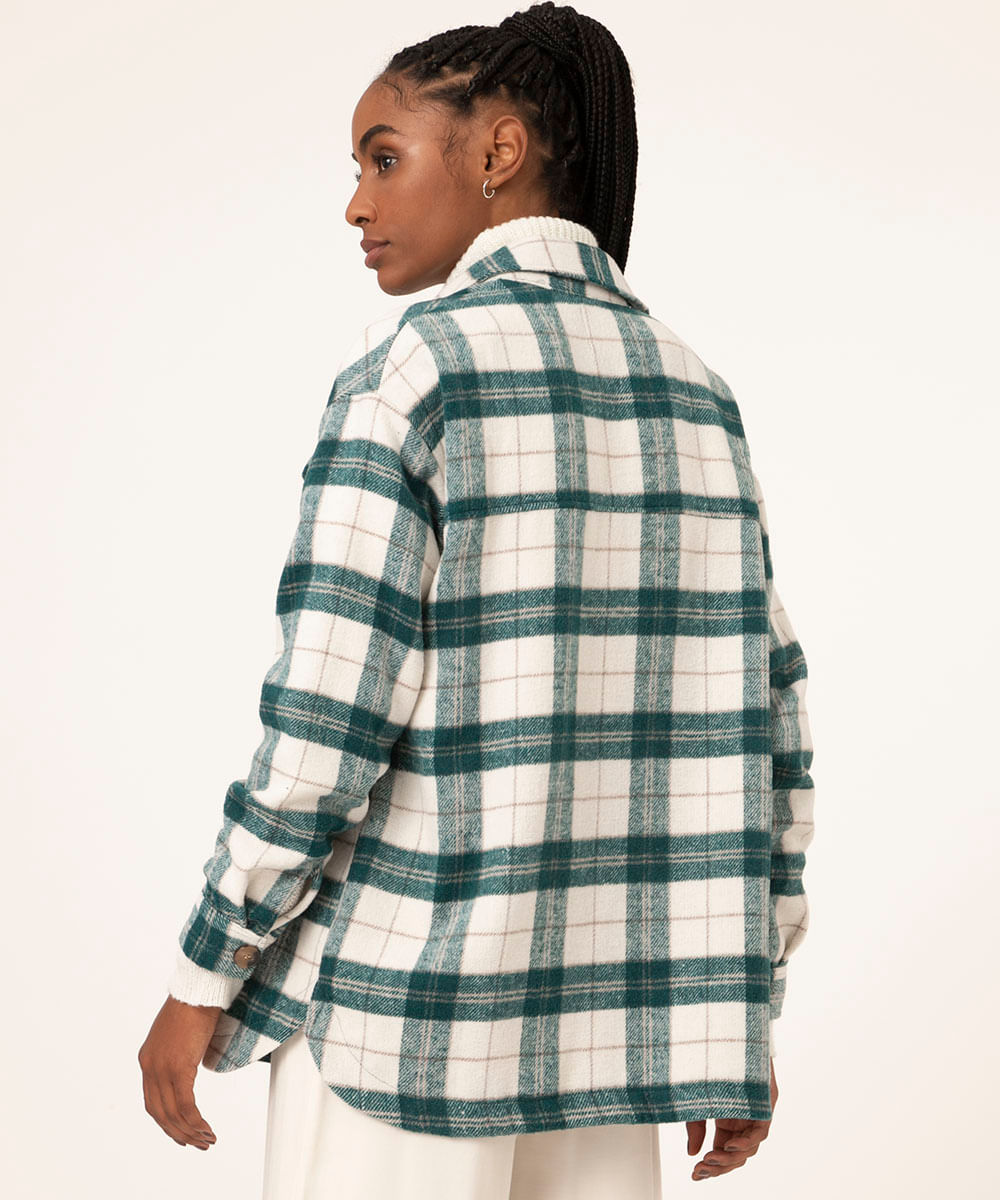jaqueta shacket xadrez  verde